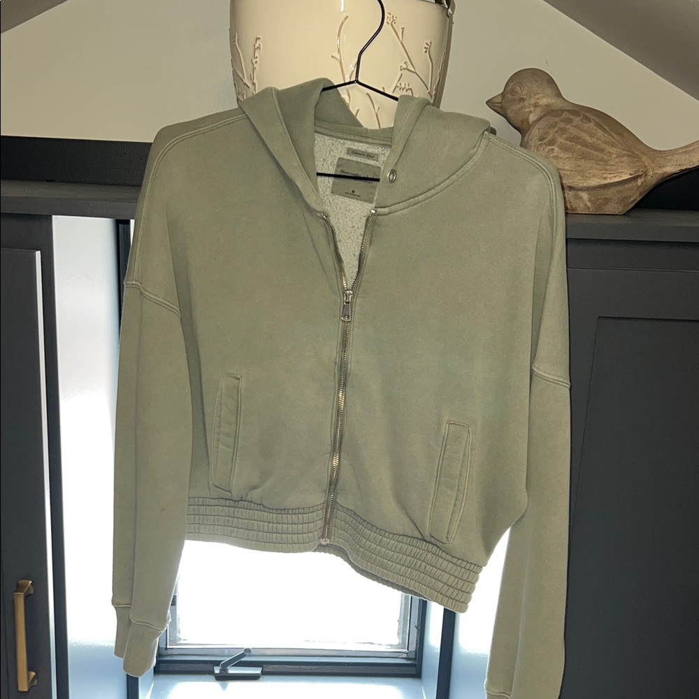 Abercrombie & Fitch Sage Green Zip-Up Hoodie